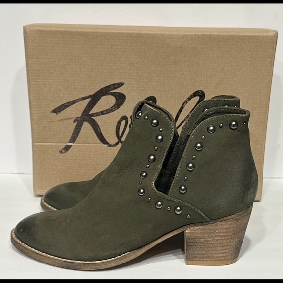 Rebels Women’s Green Suede Leather Comfort Studded Ankle Booties Boots Rodeo - Picture 1 of 11